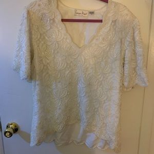 Vintage beaded white/off-white suit jacket type top. Sz 2X But runs smaller